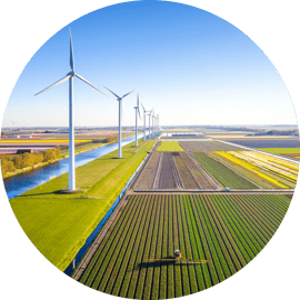 wind farm and farm fields